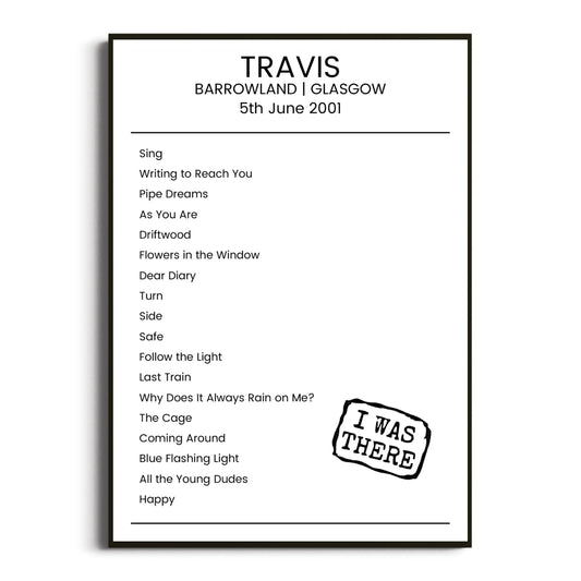 Travis Glasgow 05 June 2001 Setlist Poster