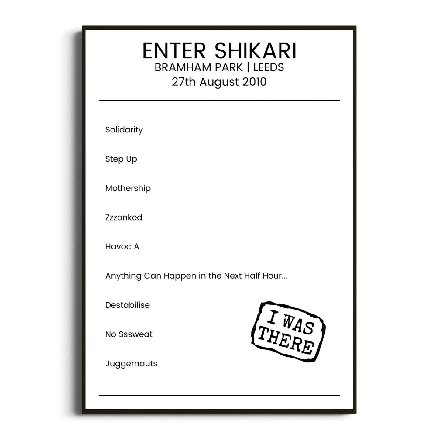 Enter Shikari Leeds 27 August 2010 Setlist Poster