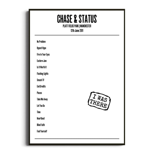 Chase & Status Manchester 12 June 2011 Setlist Poster