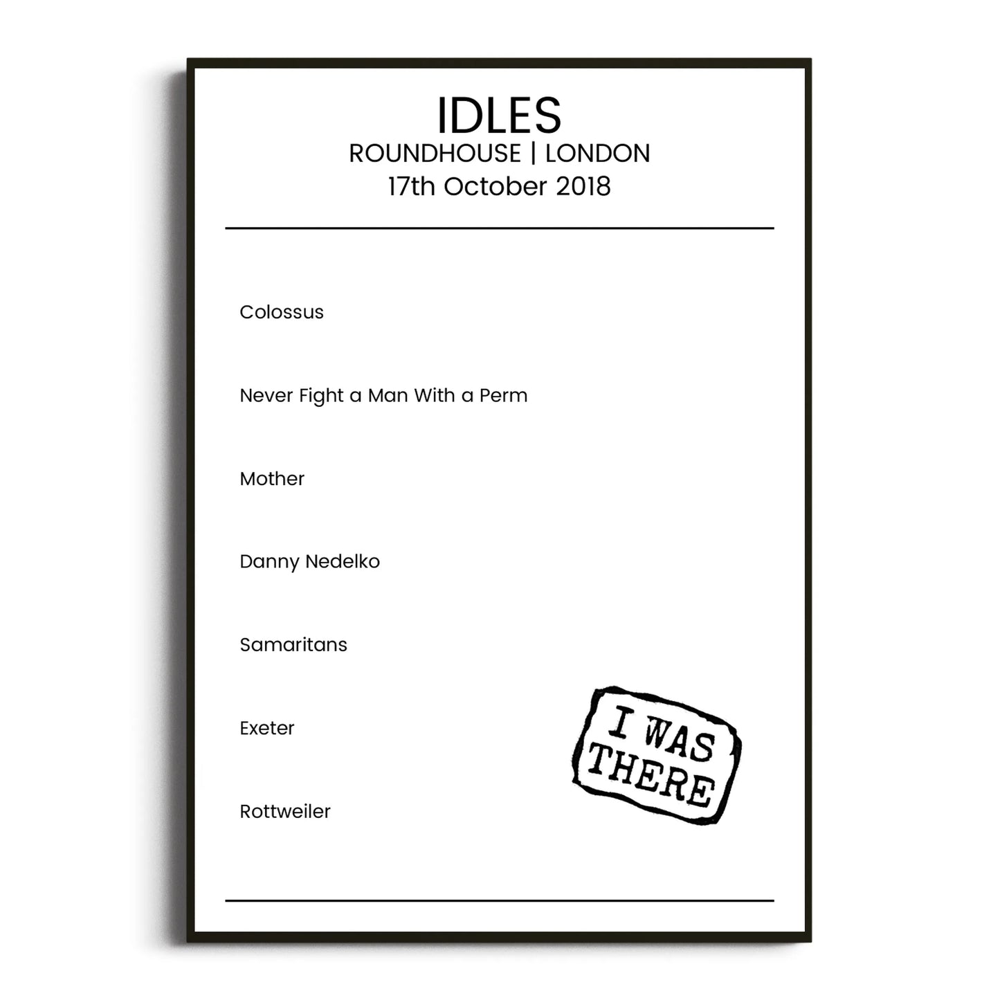 IDLES London 17 October 2018 Setlist Poster