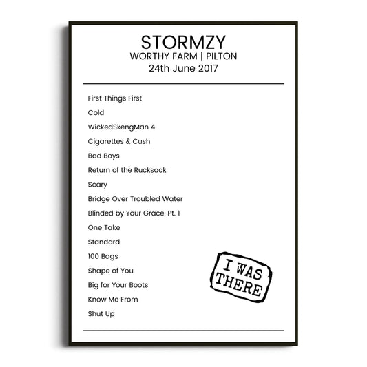 Stormzy Pilton 24 June 2017 Setlist Poster