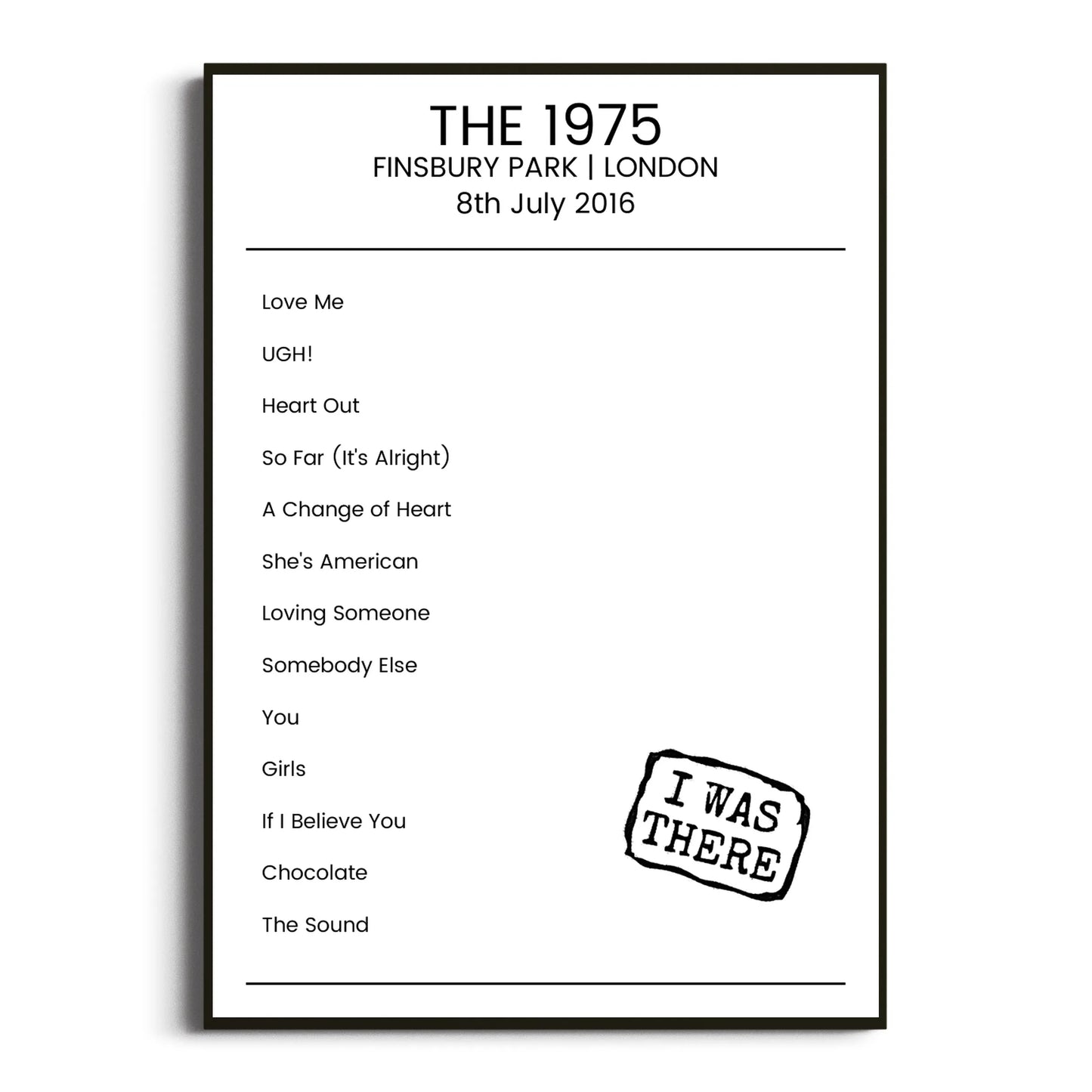 The 1975 London 08 July 2016 Setlist Poster