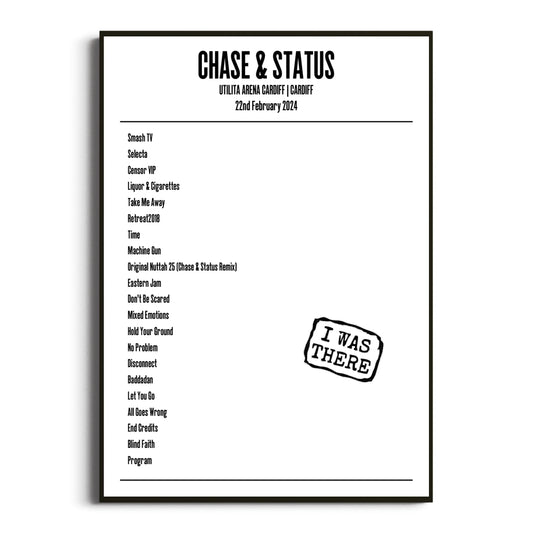 Chase & Status Cardiff 22 February 2024 Setlist Poster