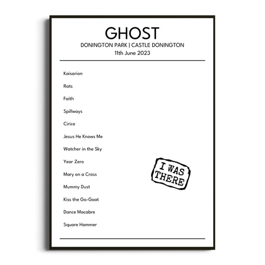 Ghost Castle Donington 11 June 2023 Setlist Poster