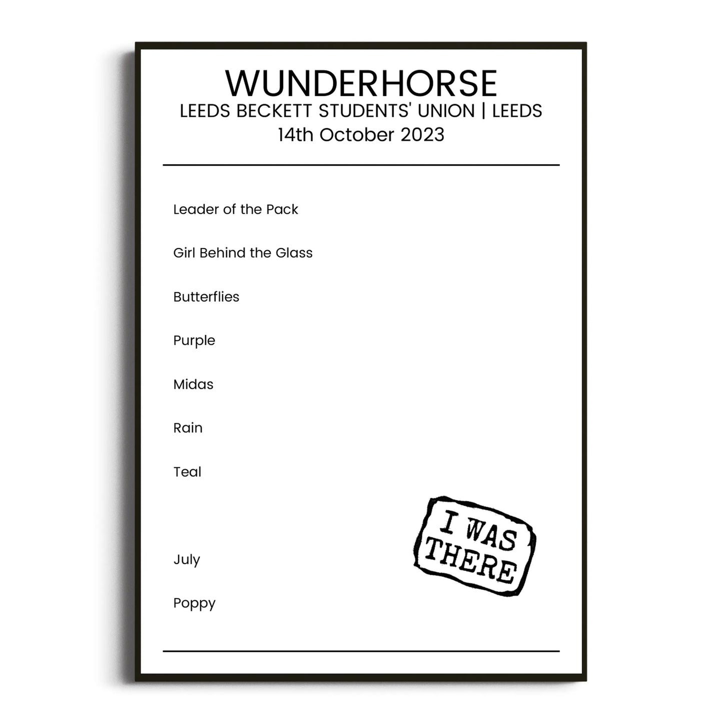 Wunderhorse Leeds 14 October 2023 Setlist Poster