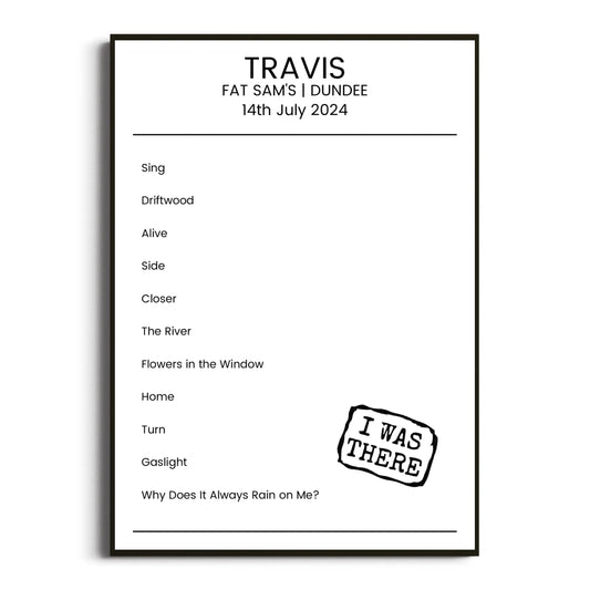 Travis Dundee 14 July 2024 Setlist Poster