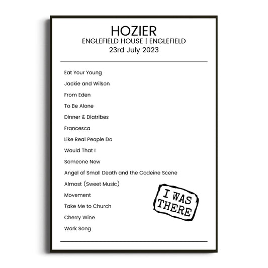 Hozier Englefield 23 July 2023 Setlist Poster