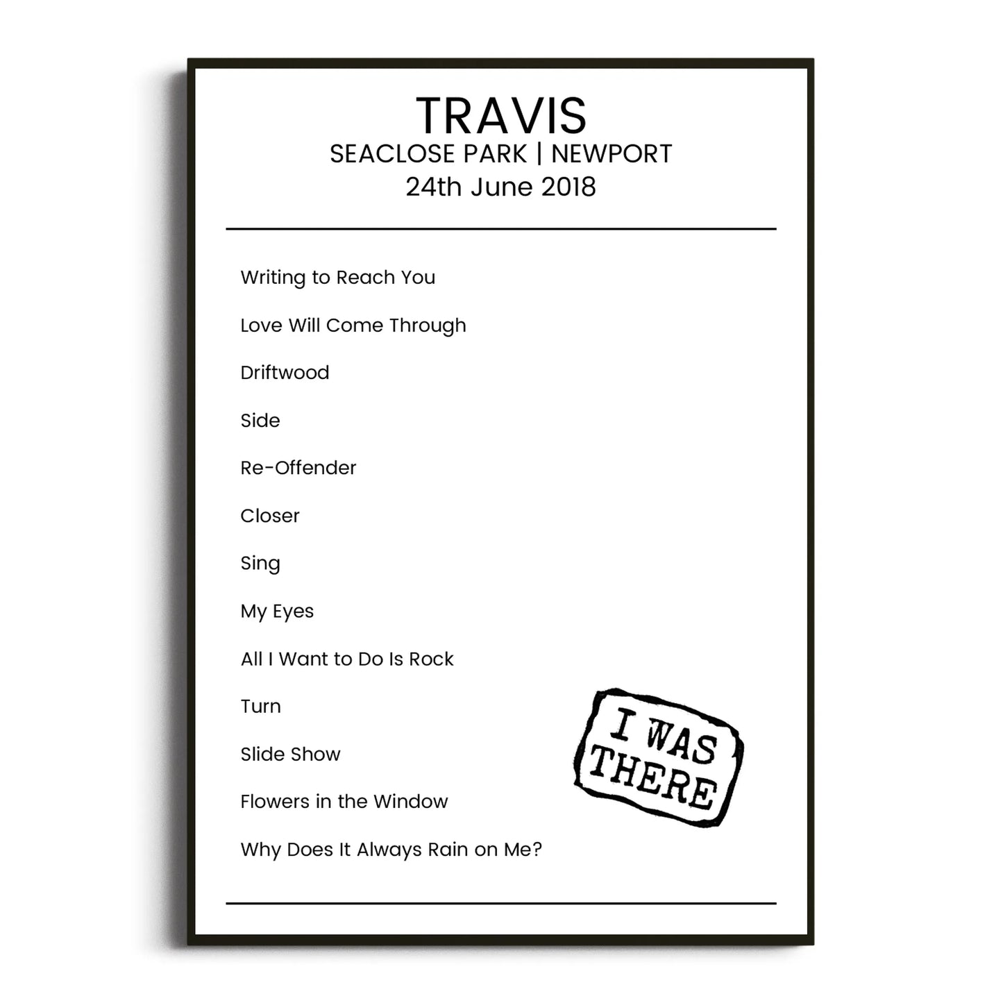 Travis Newport 24 June 2018 Setlist Poster