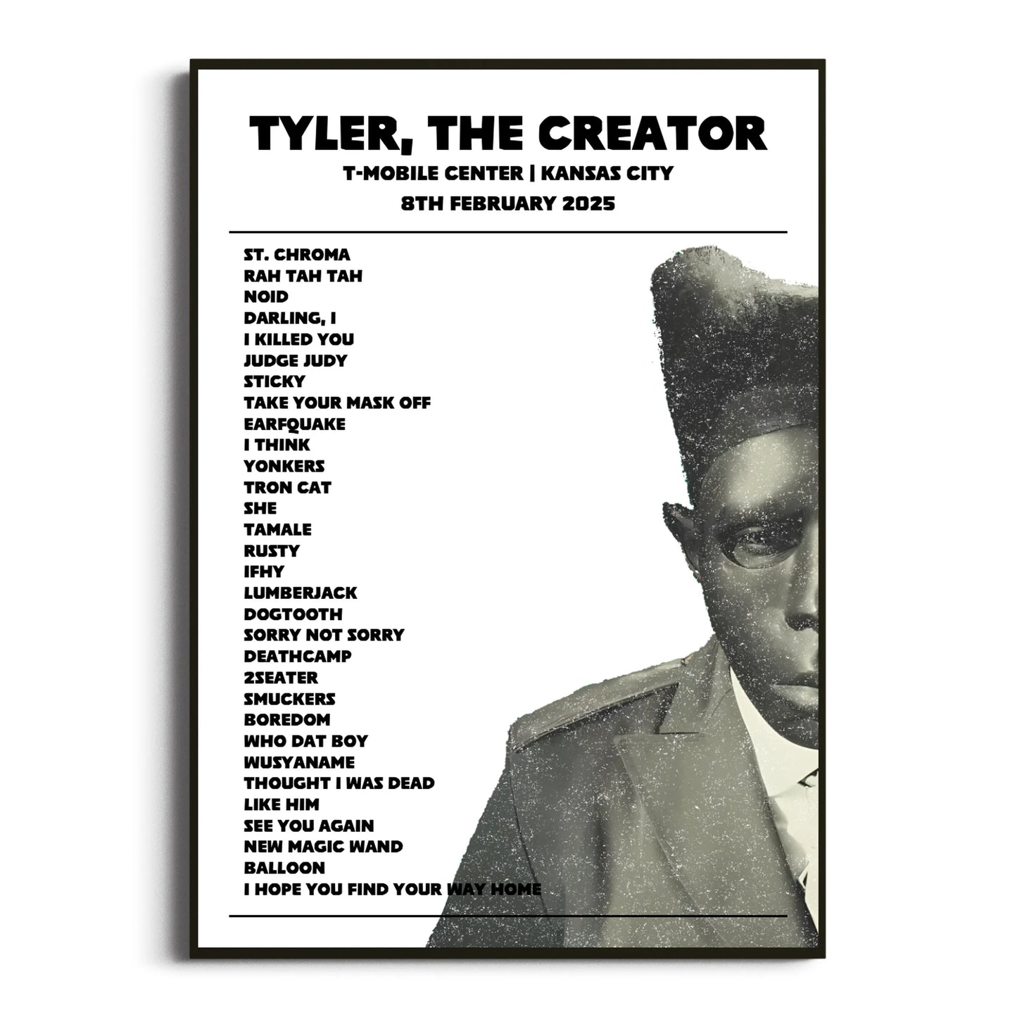 Tyler, The Creator Kansas City 08 February 2025 Setlist Poster