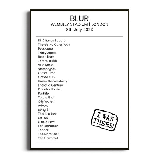 Blur London 08 July 2023 Setlist Poster