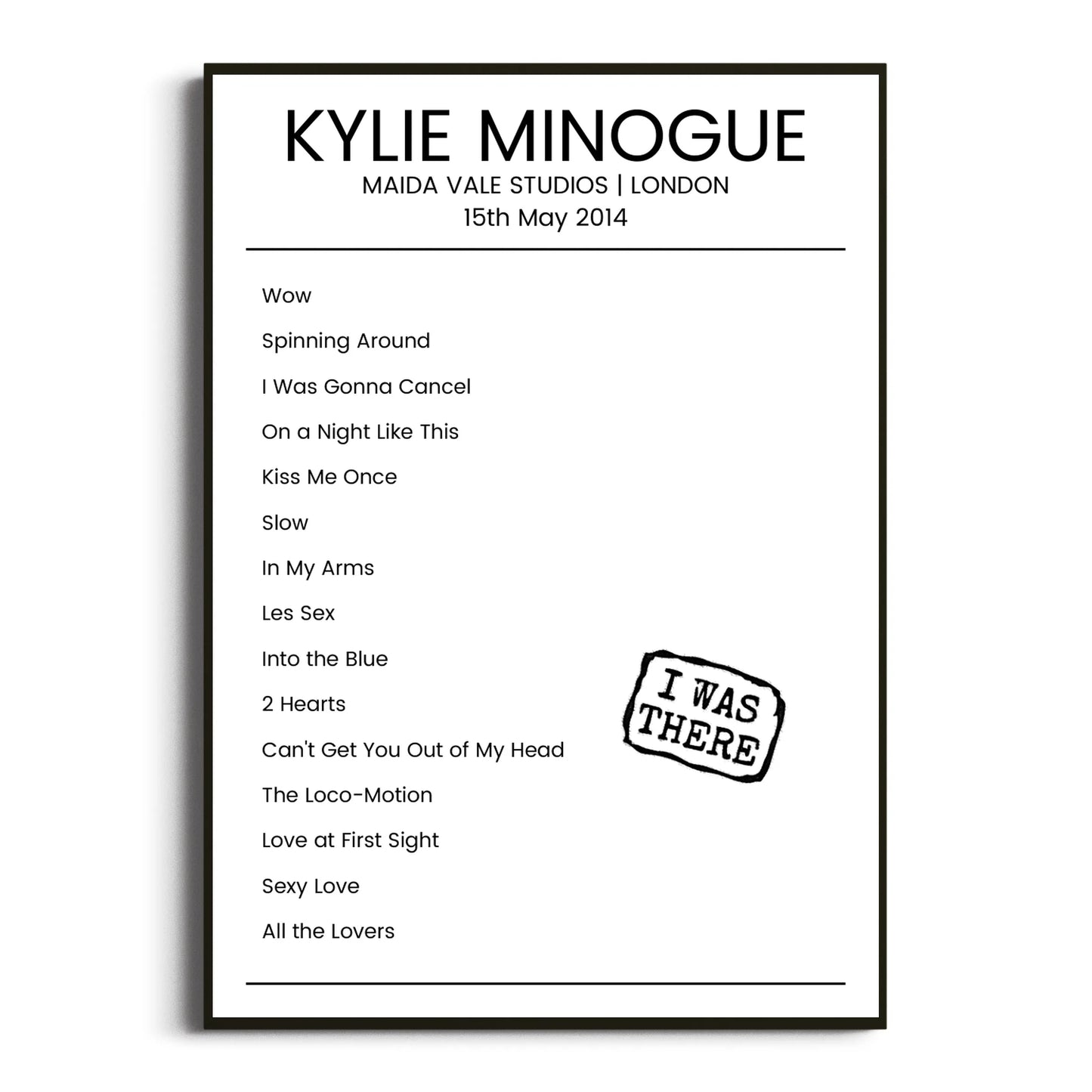 Kylie Minogue London 15 May 2014 Setlist Poster