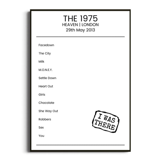 The 1975 London 29 May 2013 Setlist Poster