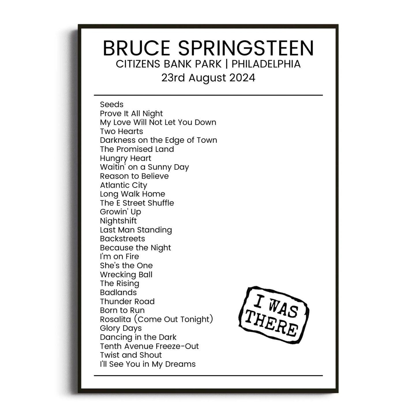 Bruce Springsteen Philadelphia 23 August 2024 Setlist Poster