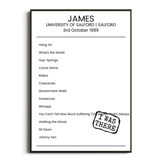 James Salford 03 October 1989 Setlist Poster