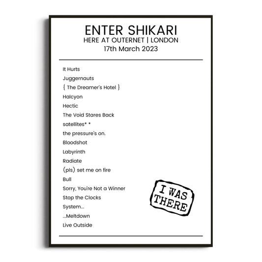 Enter Shikari London 17 March 2023 Setlist Poster