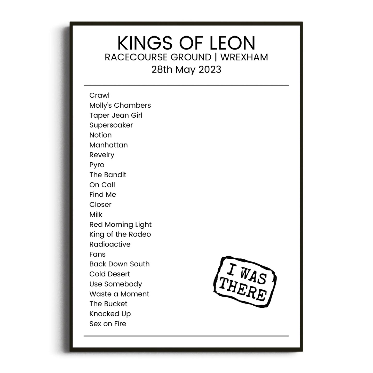 Kings of Leon Wrexham 28 May 2023 Setlist Poster