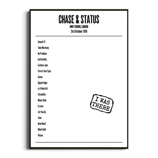 Chase & Status London 21 October 2010 Setlist Poster