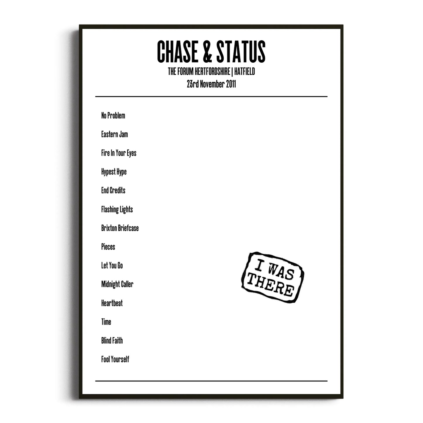 Chase & Status Hatfield 23 November 2011 Setlist Poster