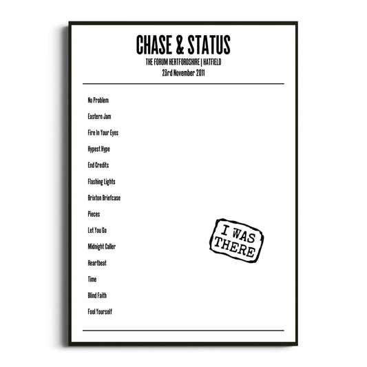 Chase & Status Hatfield 23 November 2011 Setlist Poster