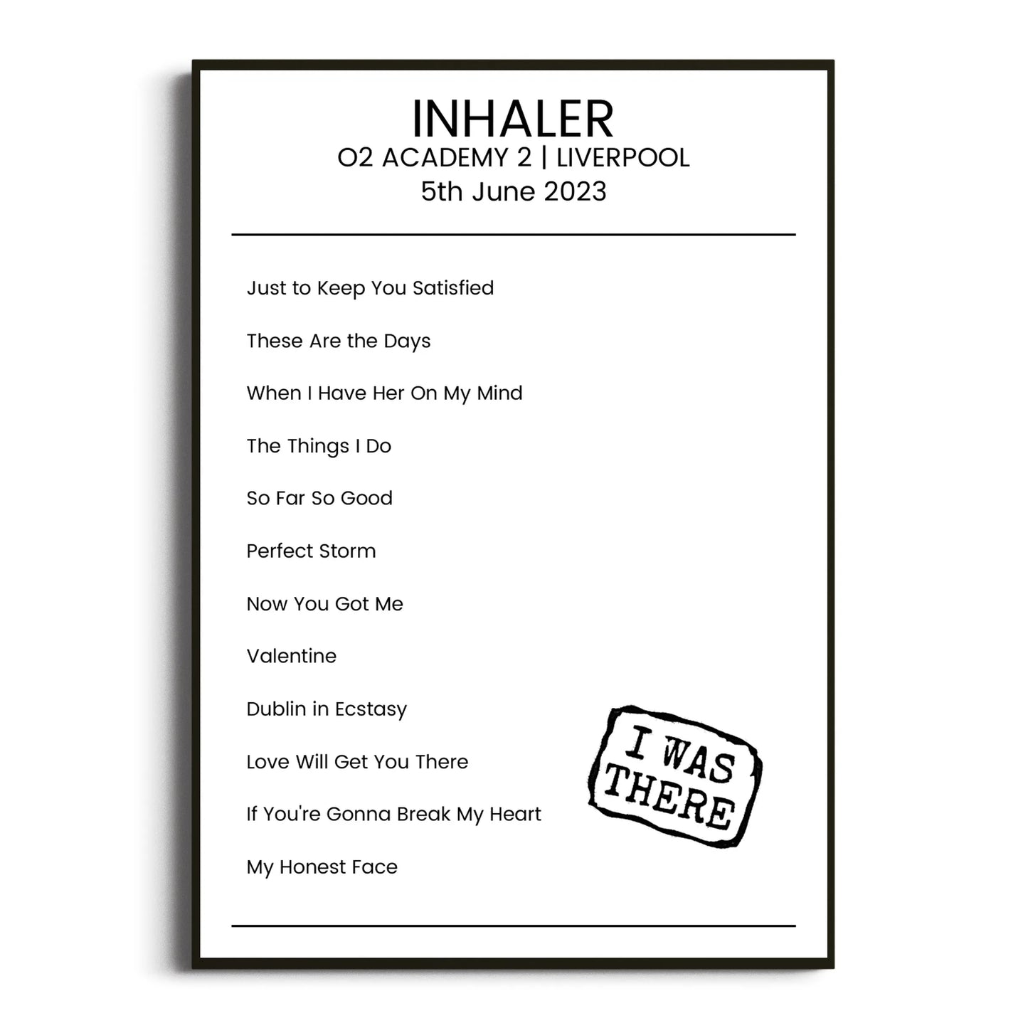 Inhaler Liverpool 05 June 2023 Setlist Poster