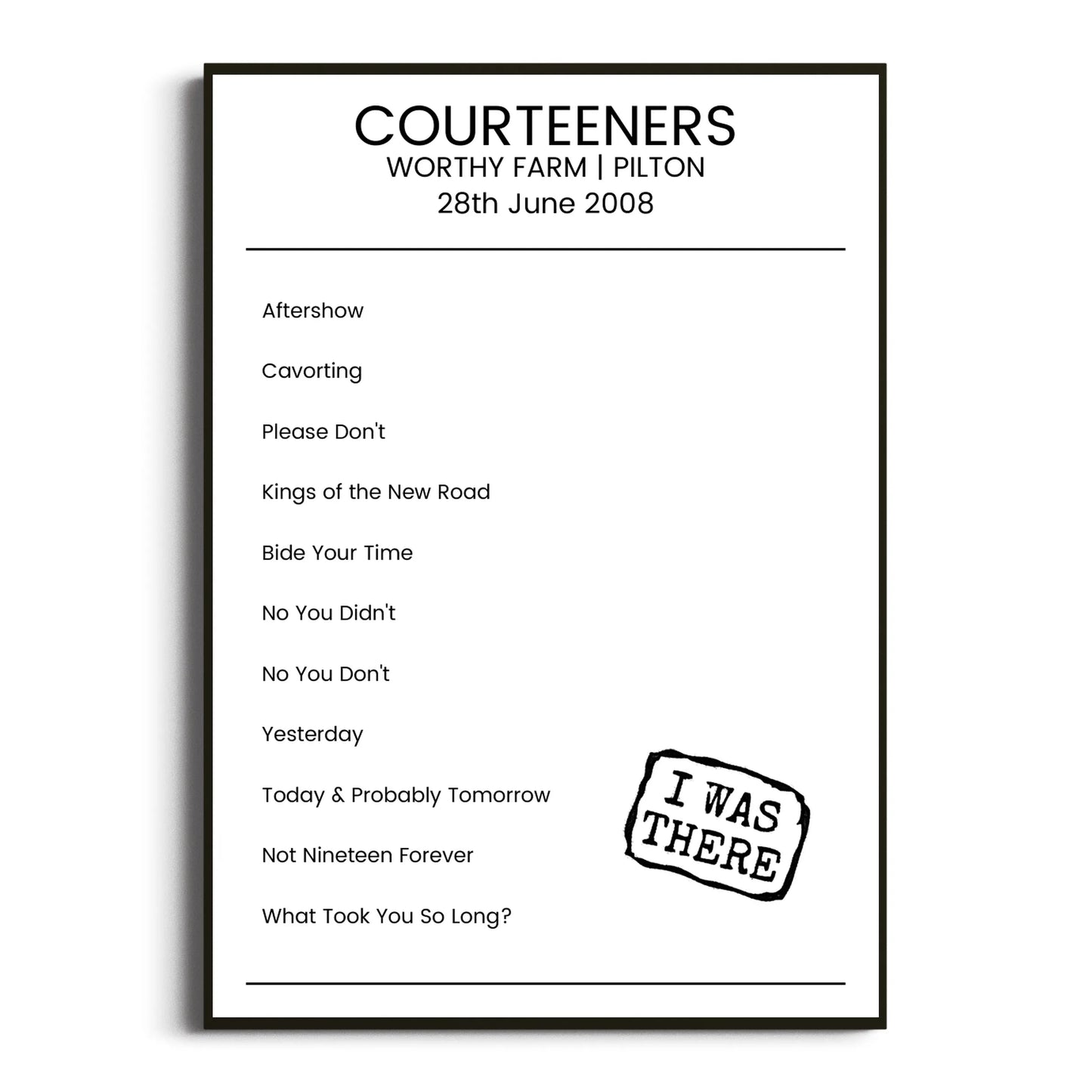 Courteeners Pilton 28 June 2008 Setlist Poster