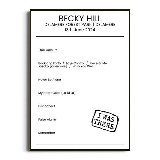 Becky Hill Delamere 13 June 2024 Setlist Poster