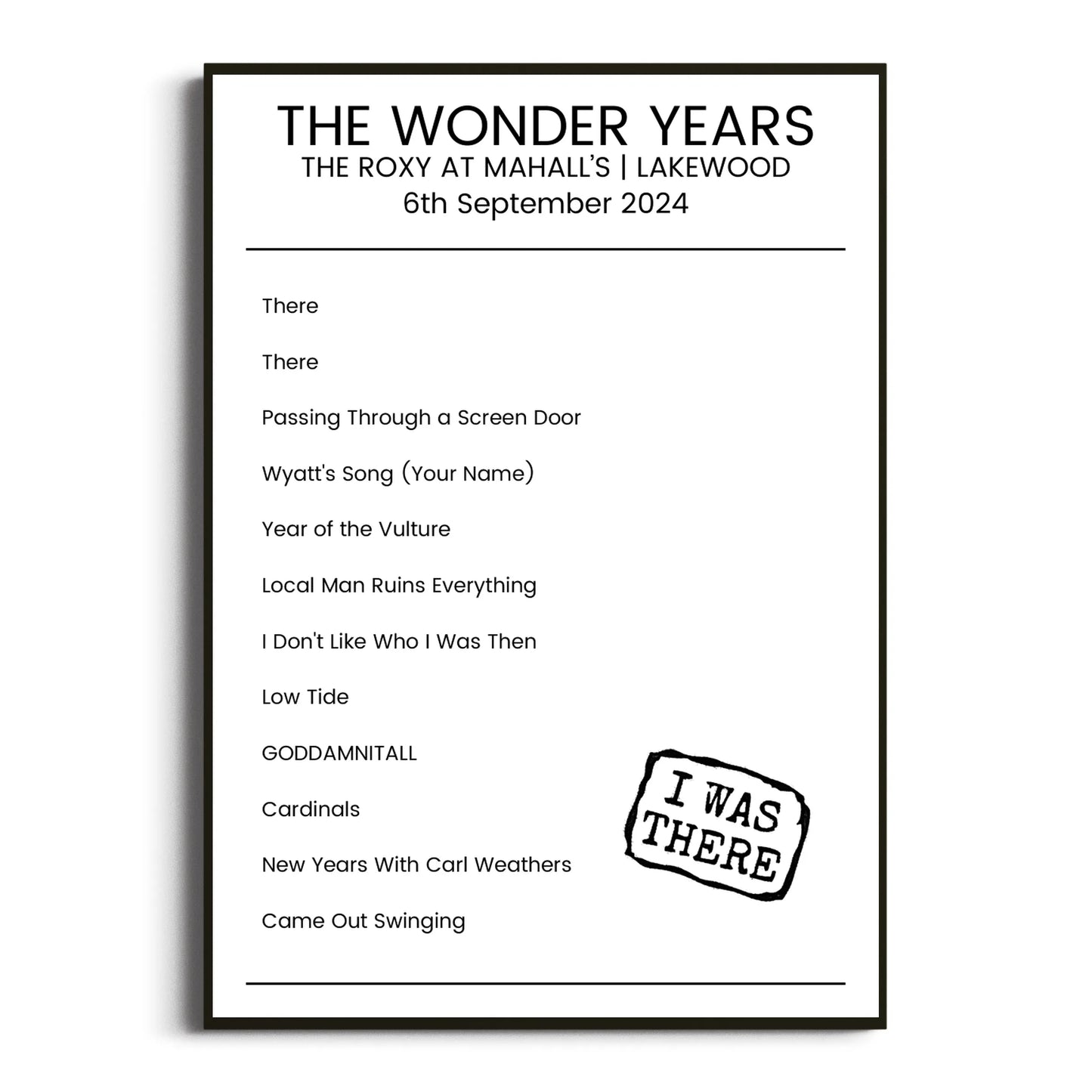 The Wonder Years Lakewood 06 September 2024 Setlist Poster