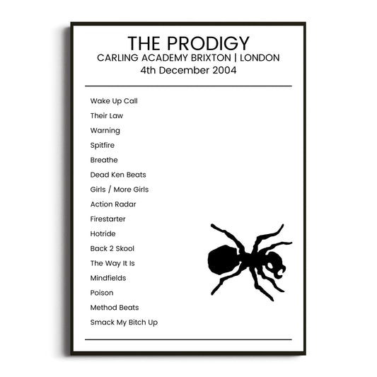 The Prodigy London 04 December 2004 Setlist Poster