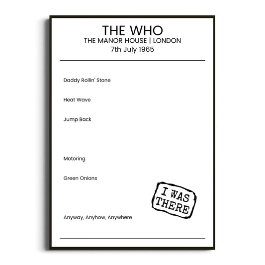 The Who London 07 July 1965 Setlist Poster