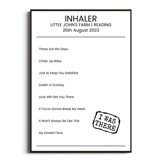 Inhaler Reading 26 August 2023 Setlist Poster