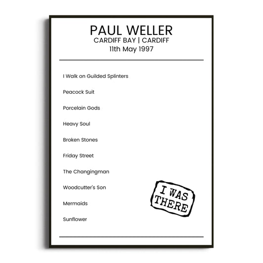 Paul Weller Cardiff 11 May 1997 Setlist Poster