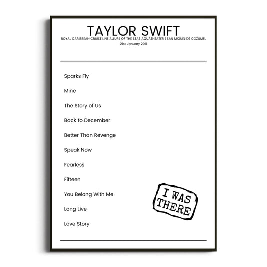 Taylor Swift San Miguel de Cozumel 21 January 2011 Setlist Poster