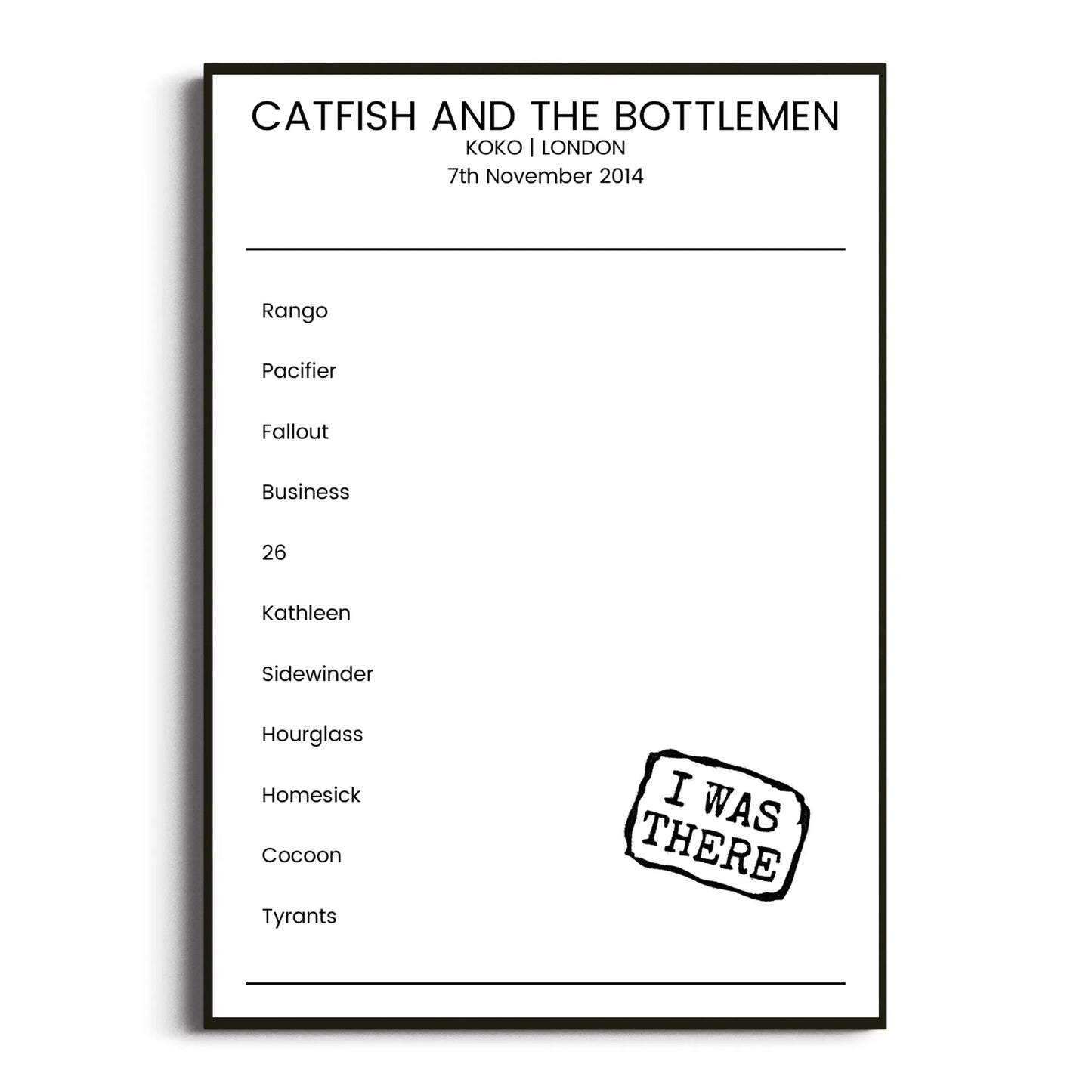 Catfish and the Bottlemen London 07 November 2014 Setlist Poster