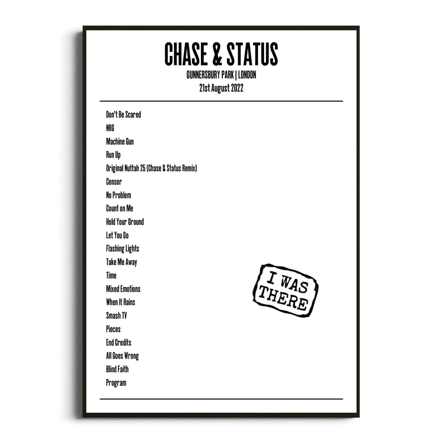 Chase & Status London 21 August 2022 Setlist Poster