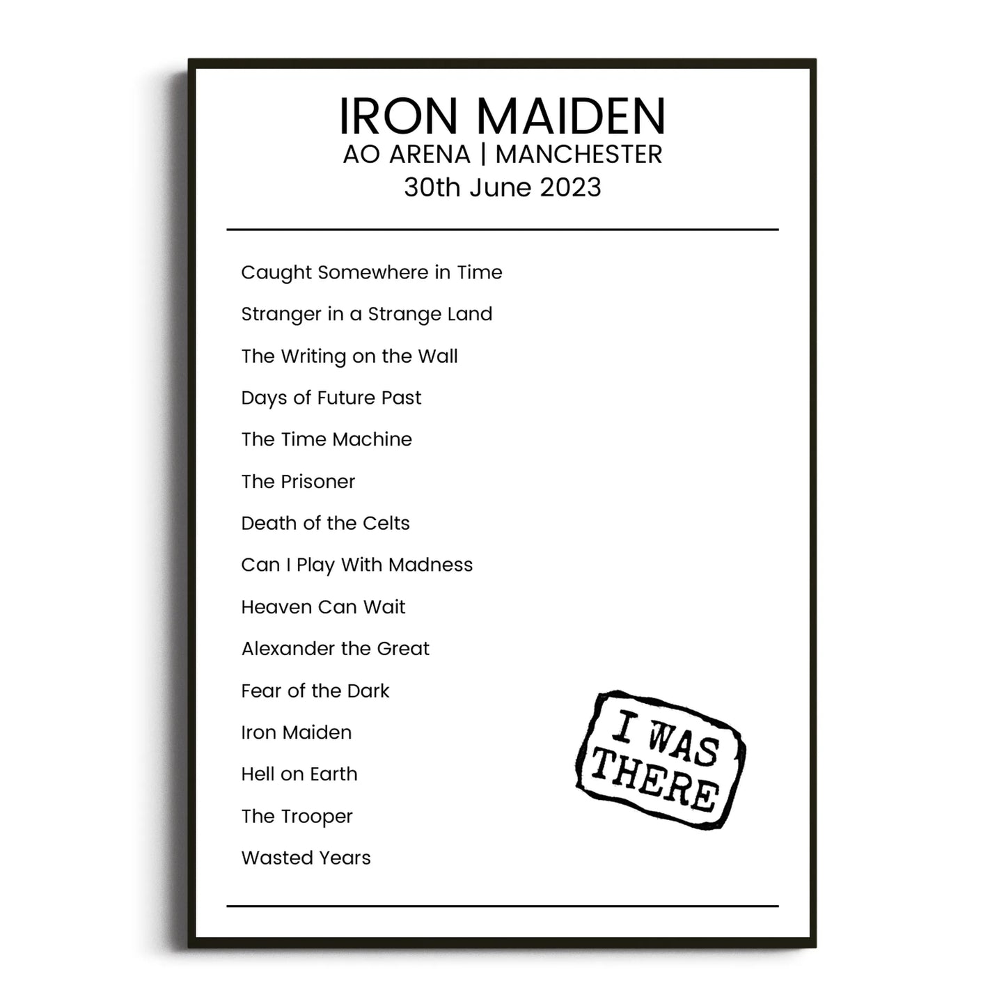 Iron Maiden Manchester 30 June 2023 Setlist Poster