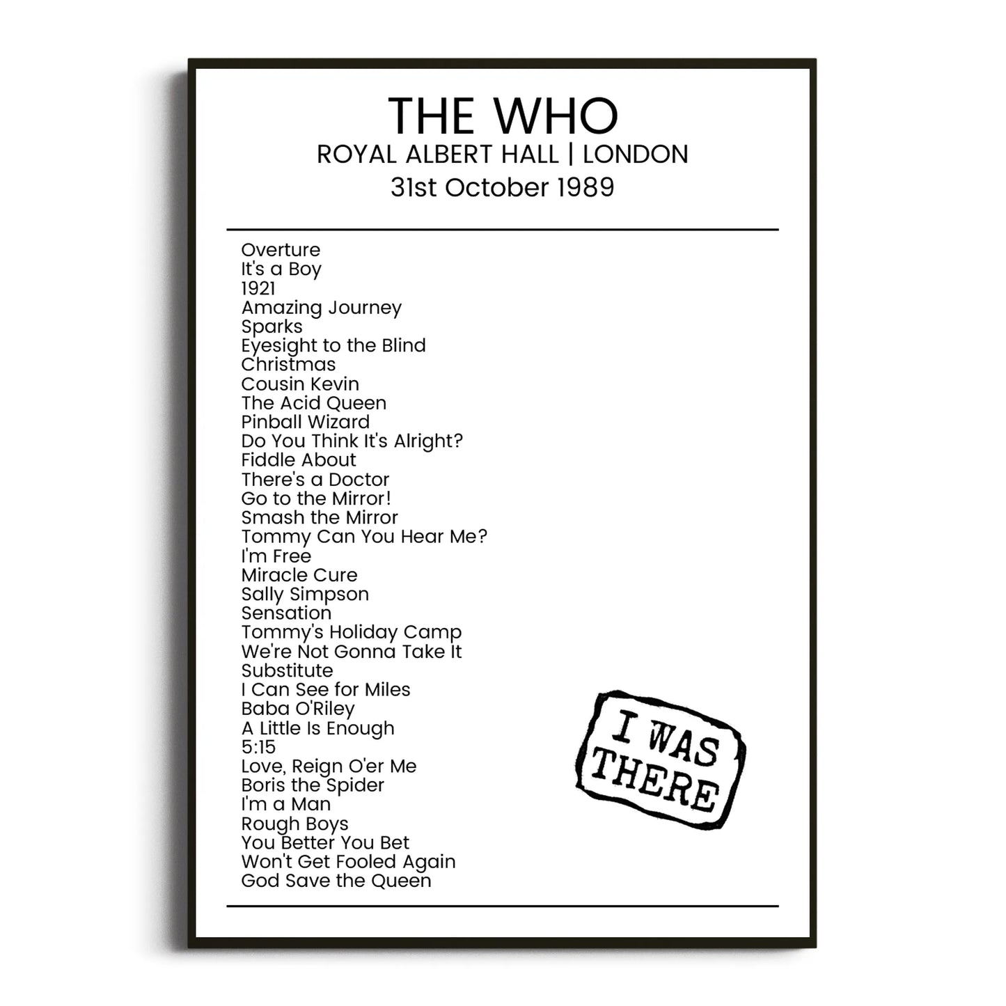 The Who London 31 October 1989 Setlist Poster