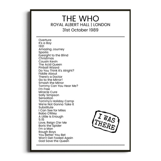 The Who London 31 October 1989 Setlist Poster