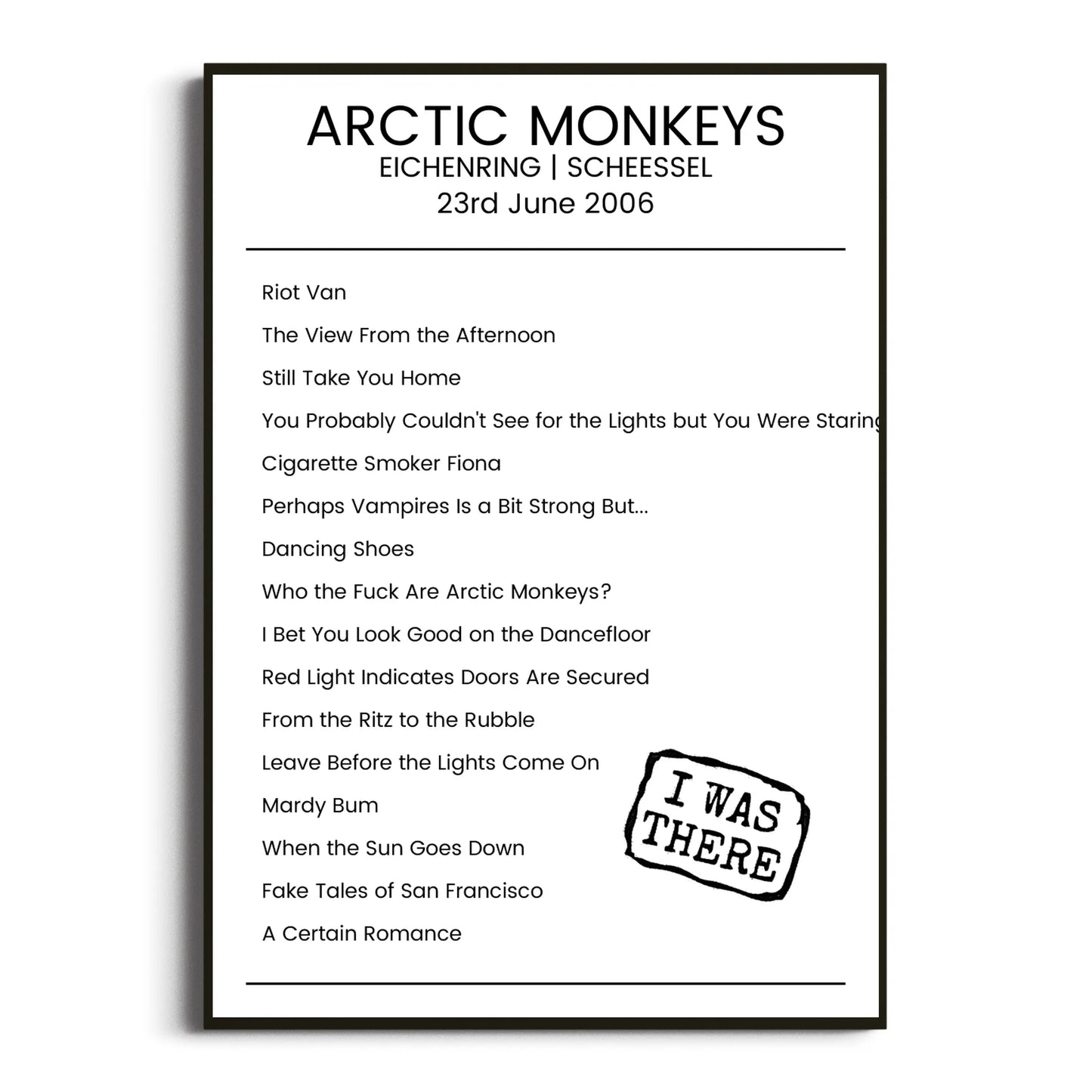 Arctic Monkeys Scheeßel 23 June 2006 Setlist Poster