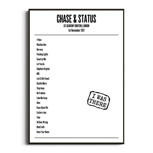 Chase & Status London 01 November 2017 Setlist Poster