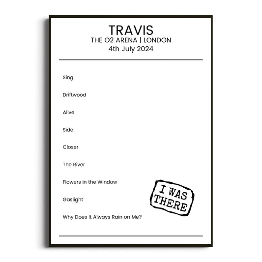 Travis London 04 July 2024 Setlist Poster