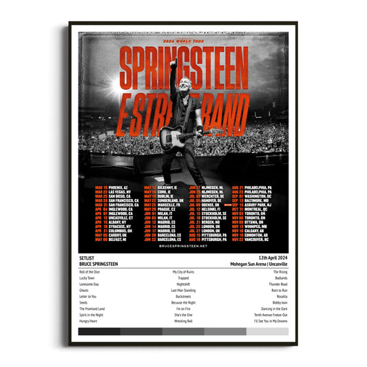 Bruce Springsteen Uncasville Mohegan Sun Arena 12 April 2024 Setlist Tour Poster