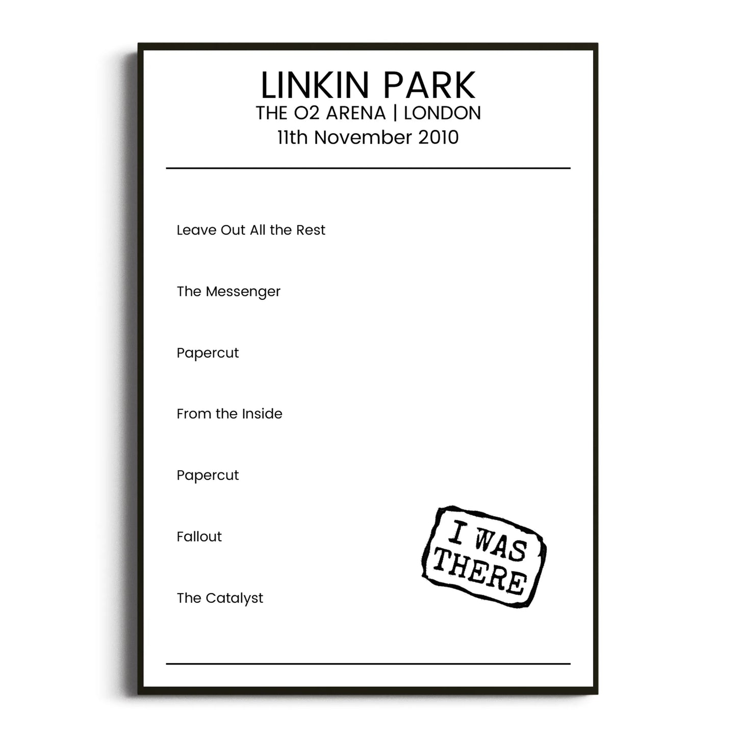 Linkin Park London 11 November 2010 Setlist Poster