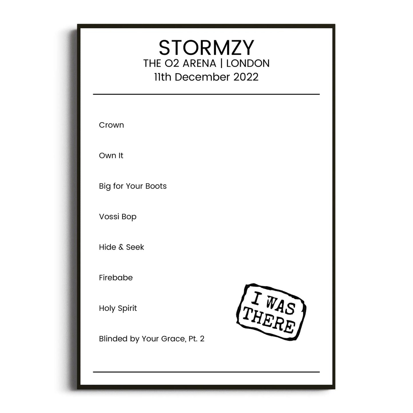 Stormzy London 11 December 2022 Setlist Poster