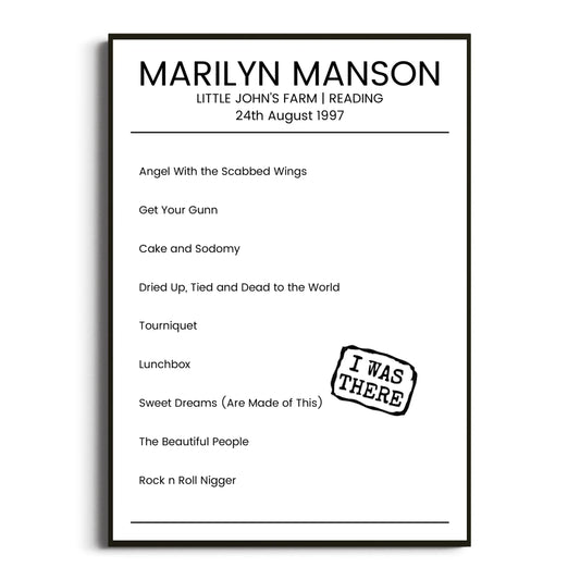 Marilyn Manson Reading 24 August 1997 Setlist Poster