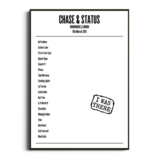 Chase & Status London 11 March 2011 Setlist Poster