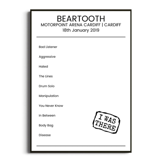 Beartooth Cardiff 18 January 2019 Setlist Poster