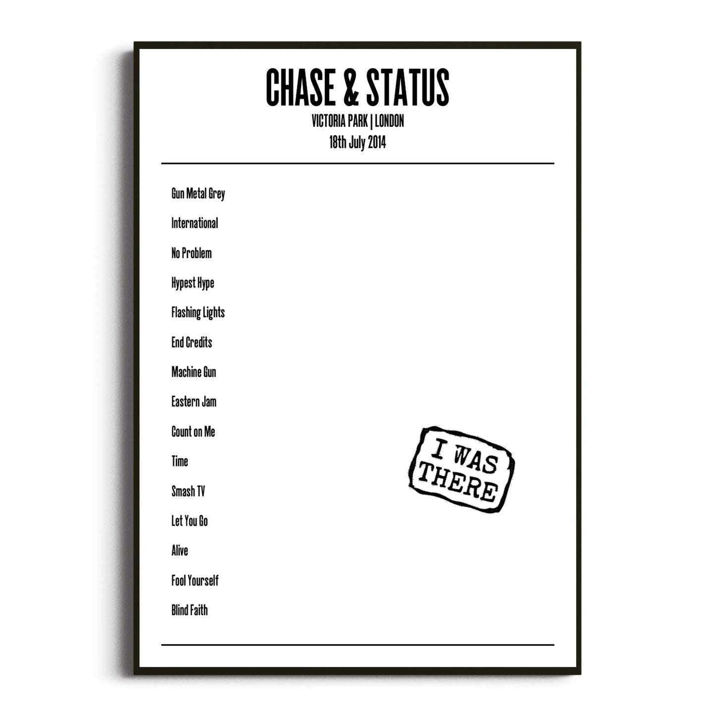 Chase & Status London 18 July 2014 Setlist Poster