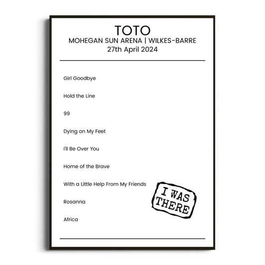 Toto Wilkes-Barre 27 April 2024 Setlist Poster