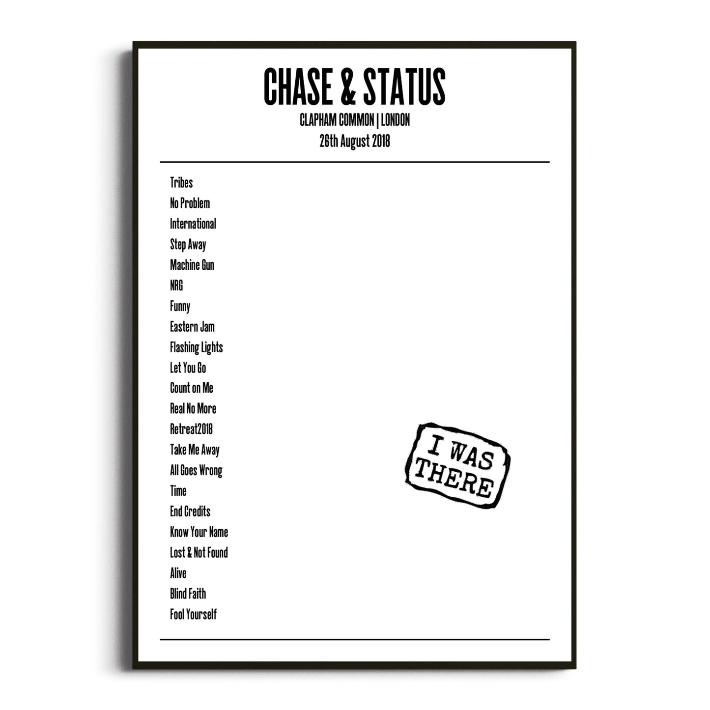 Chase & Status London 26 August 2018 Setlist Poster