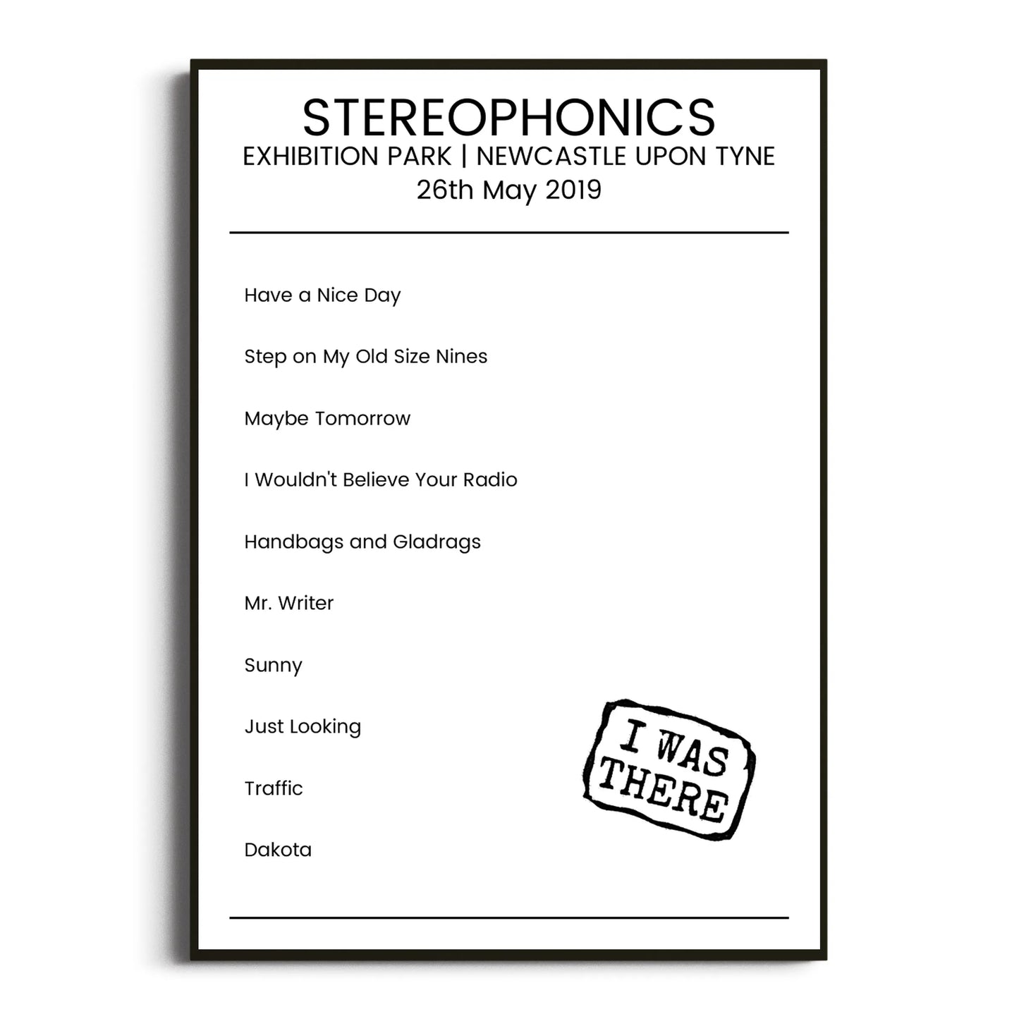 Stereophonics Newcastle upon Tyne 26 May 2019 Setlist Poster